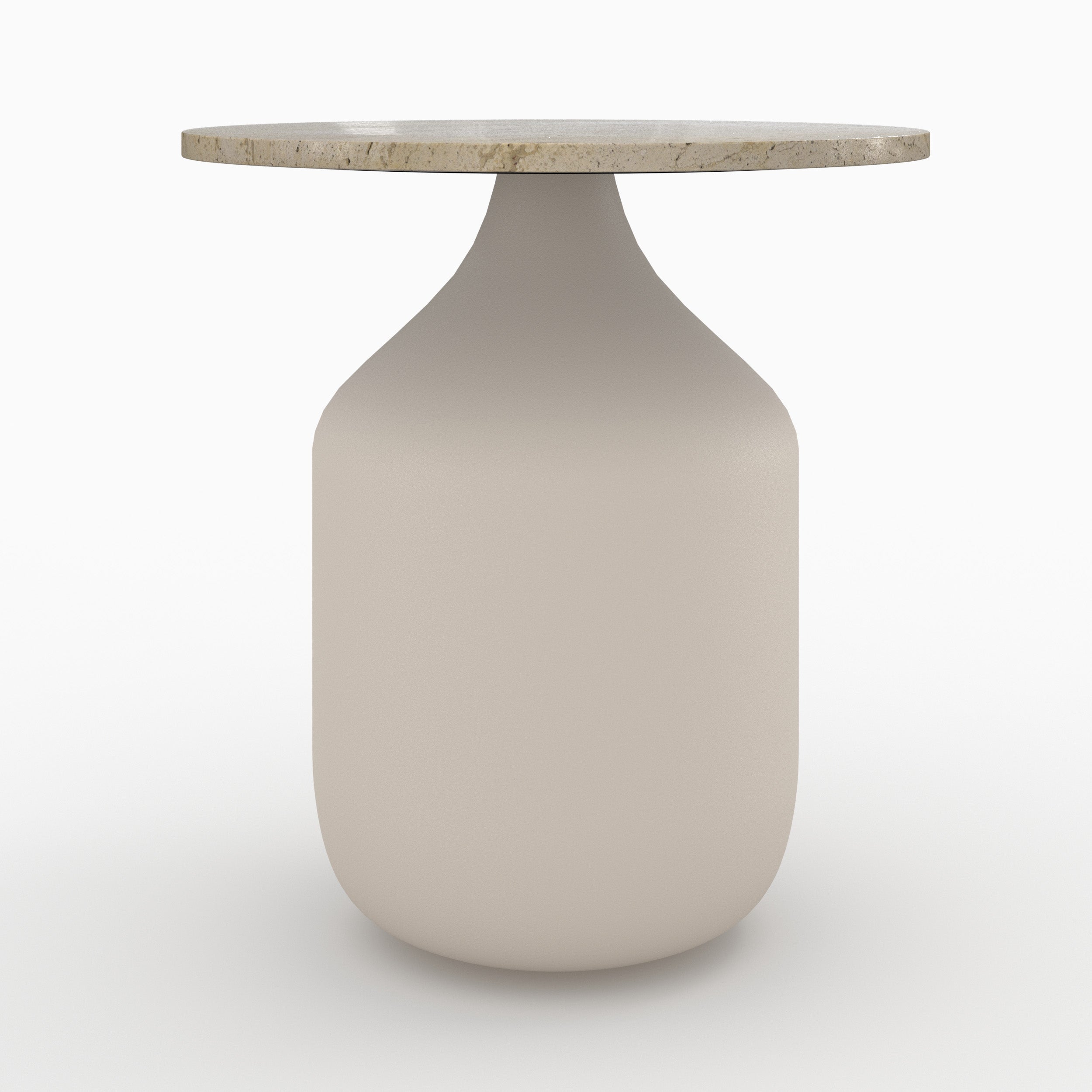 New table d appoint ronde Louison en travertin et métal beige