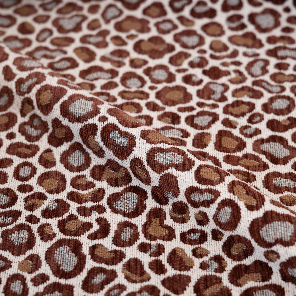 Set of 2 Esmée chairs in burgundy leopard fabric and walnut wood