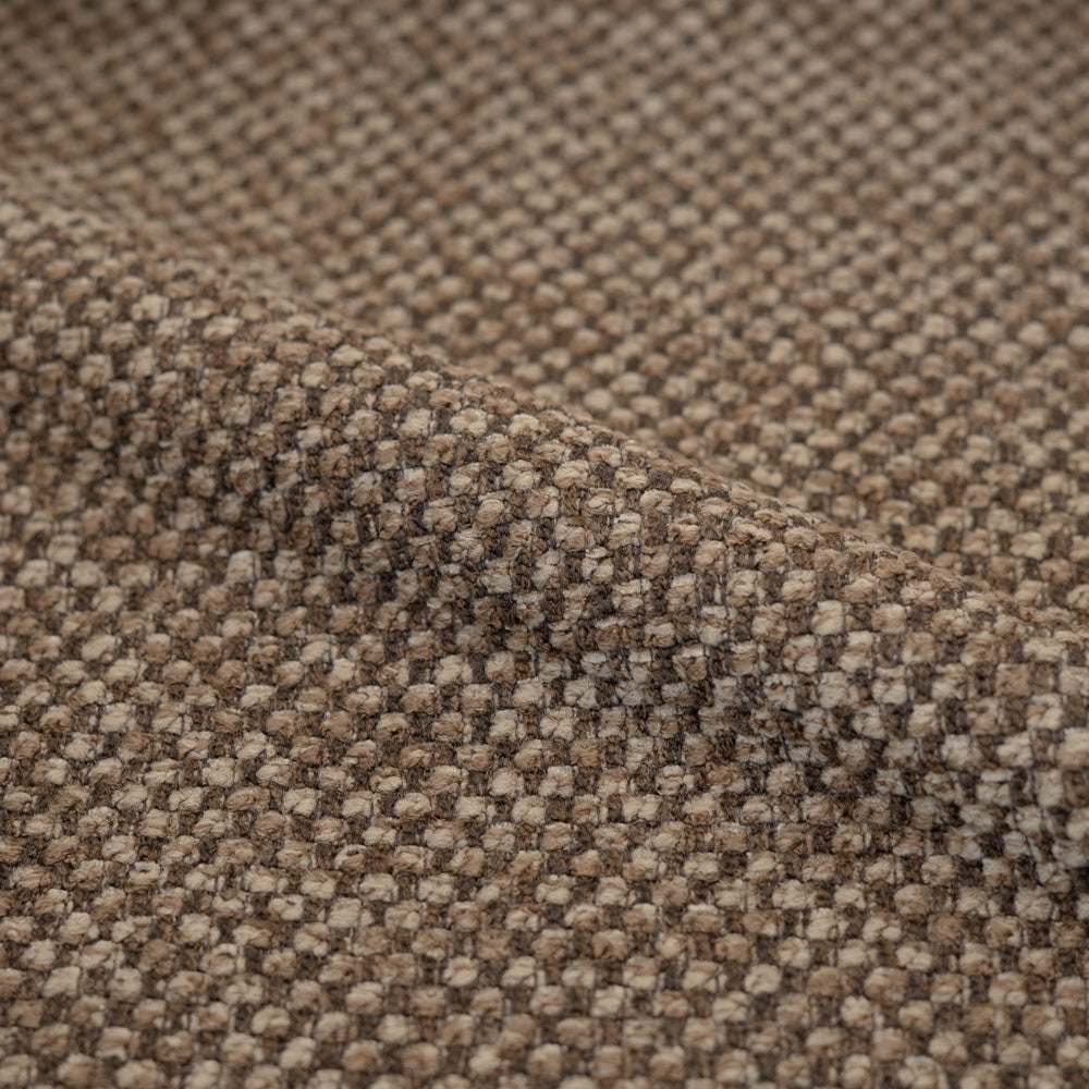 Runder Pouf Lily aus braunem Strukturstoff