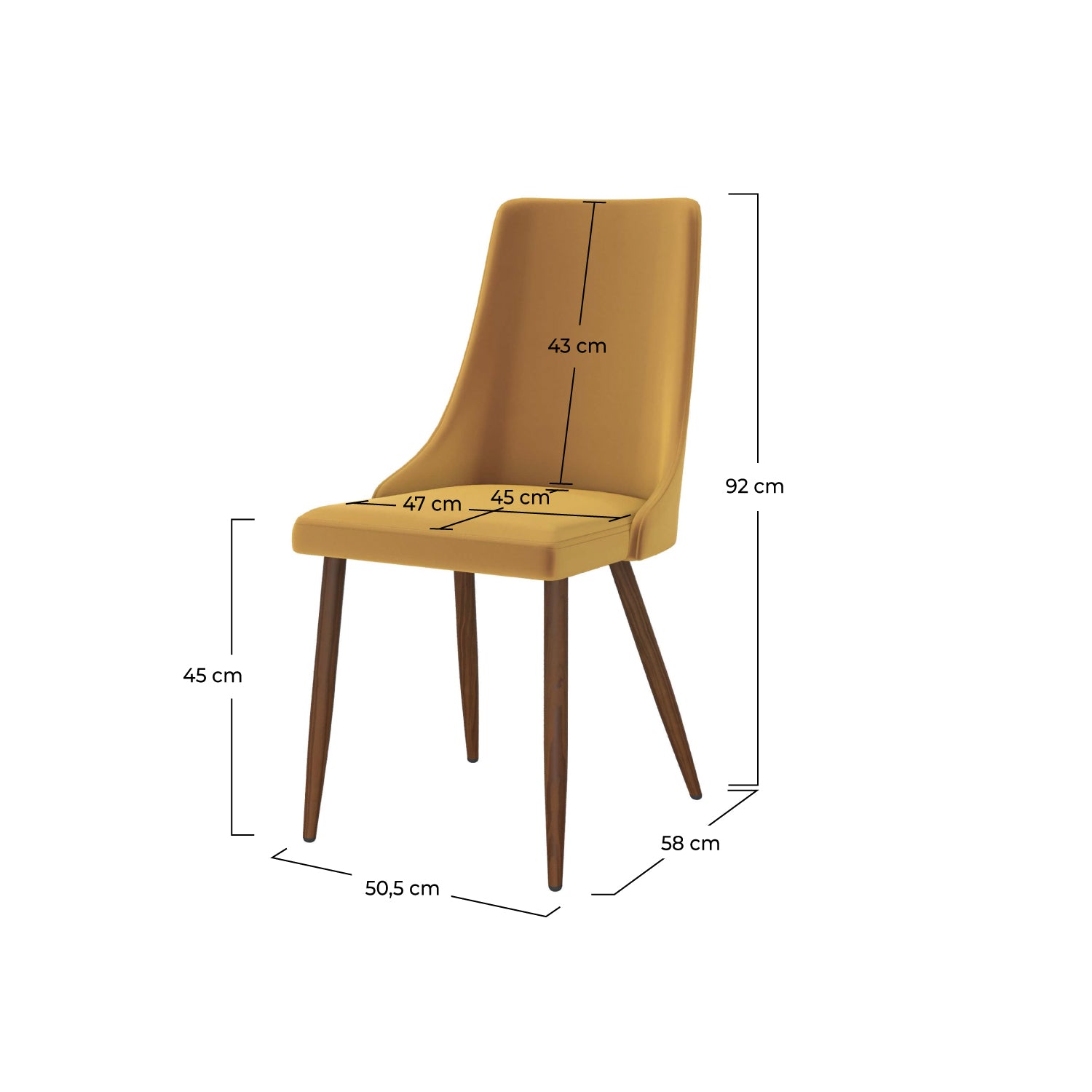 Vinni chaise en velours jaune lot de 2
