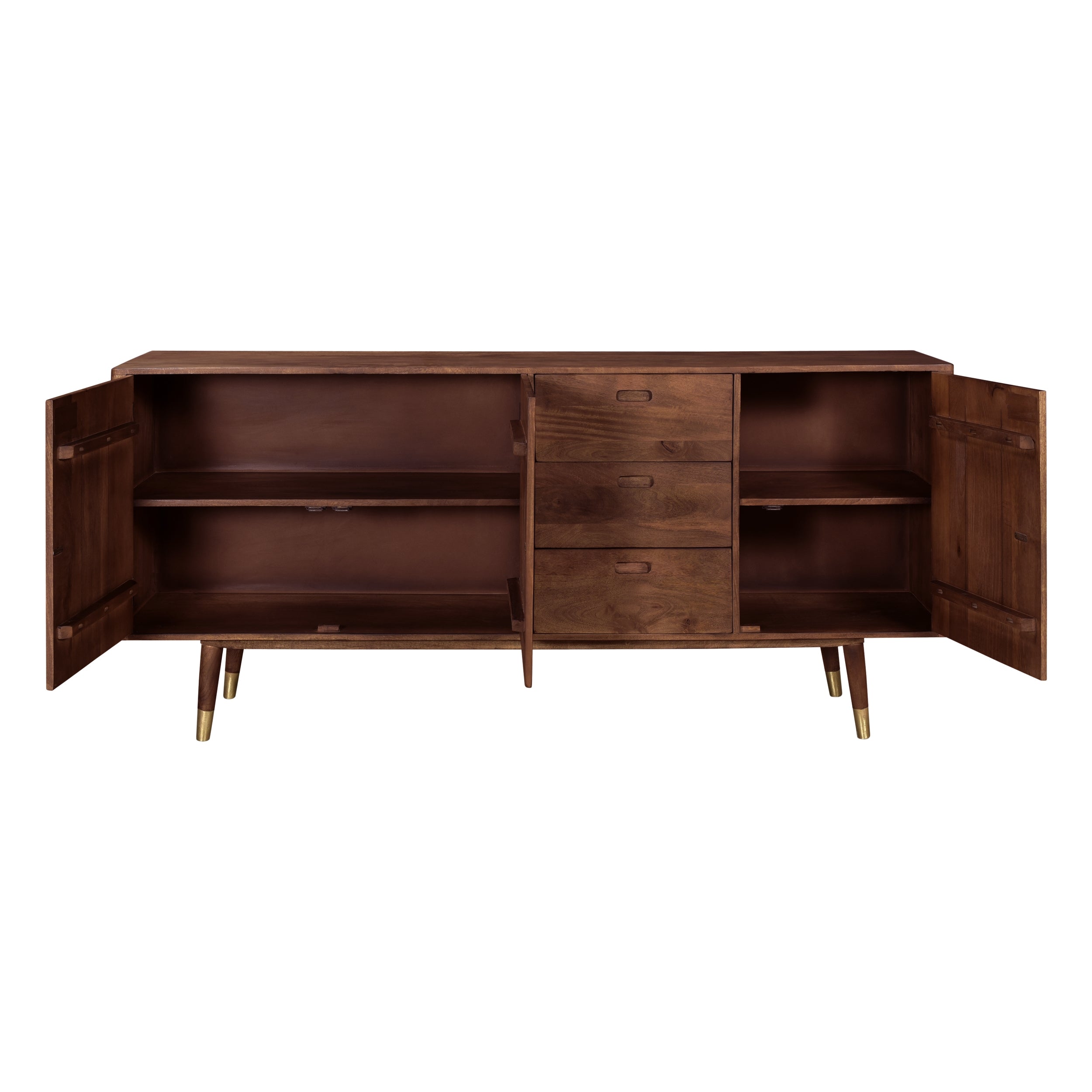 achat buffet long tiroirs et portes bois