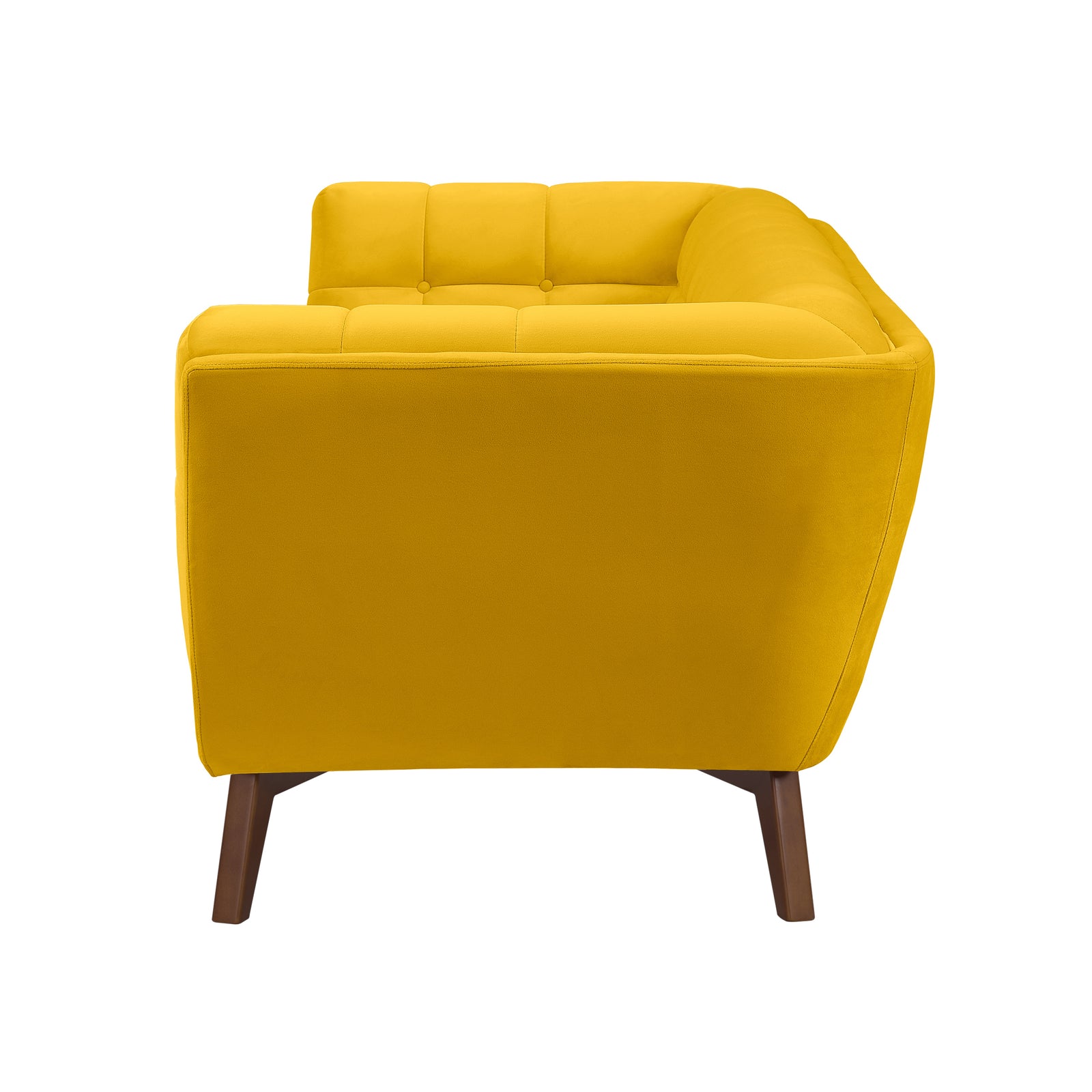 acquisto divano giallo in velluto con gambe in legno