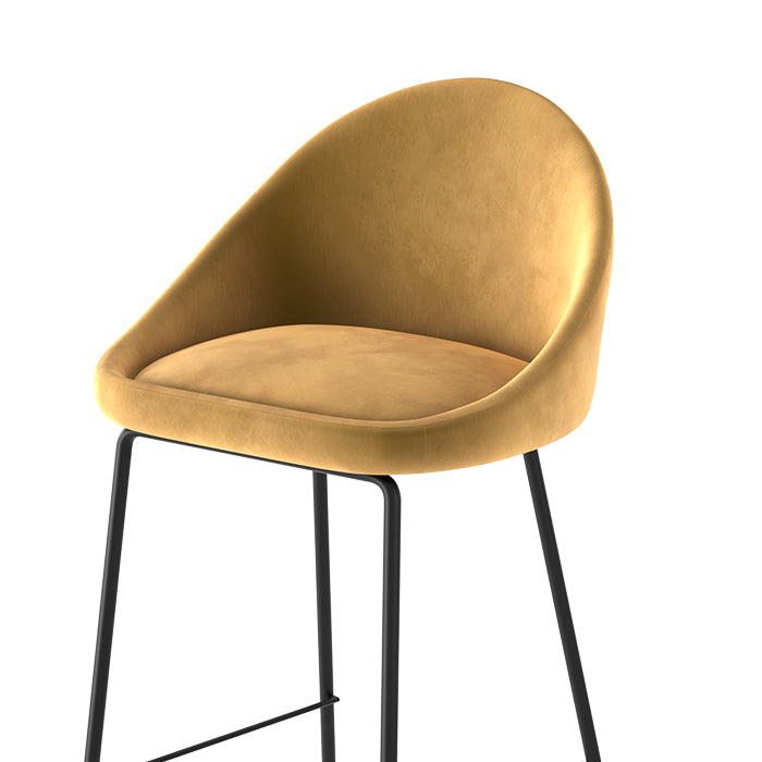 achat chaise bar mi hauteur en velours jaune lot de 2_1