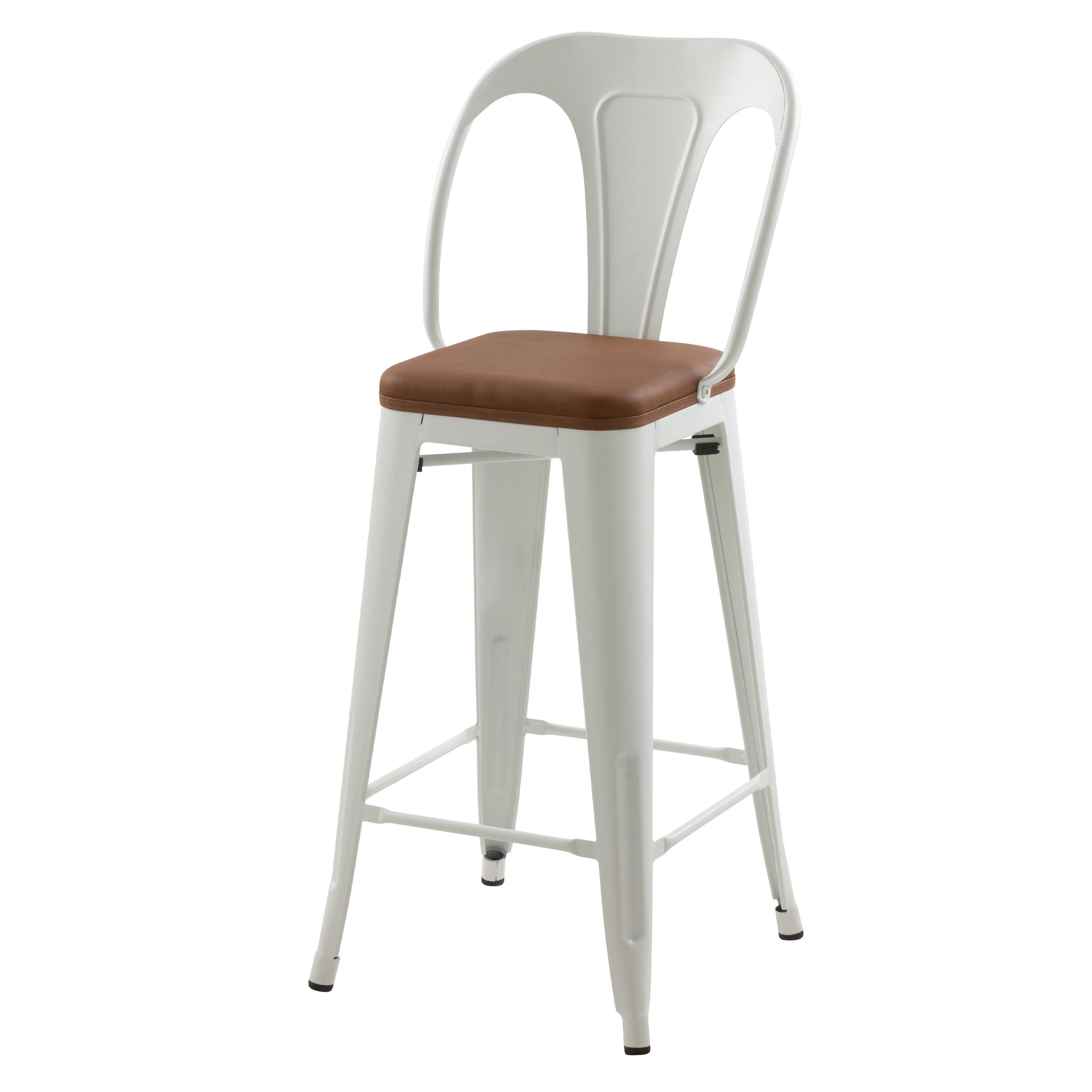 Charly - 2er Set mittelhohe Barstühle weiß und braun 68 cm