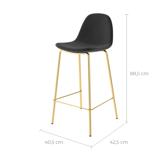 achat chaise de bar velours noir pieds metal dores lot de 2