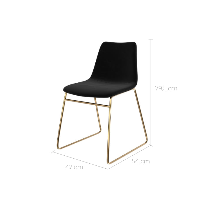 acquisto sedia in velluto nero con gambe dorate gaspard