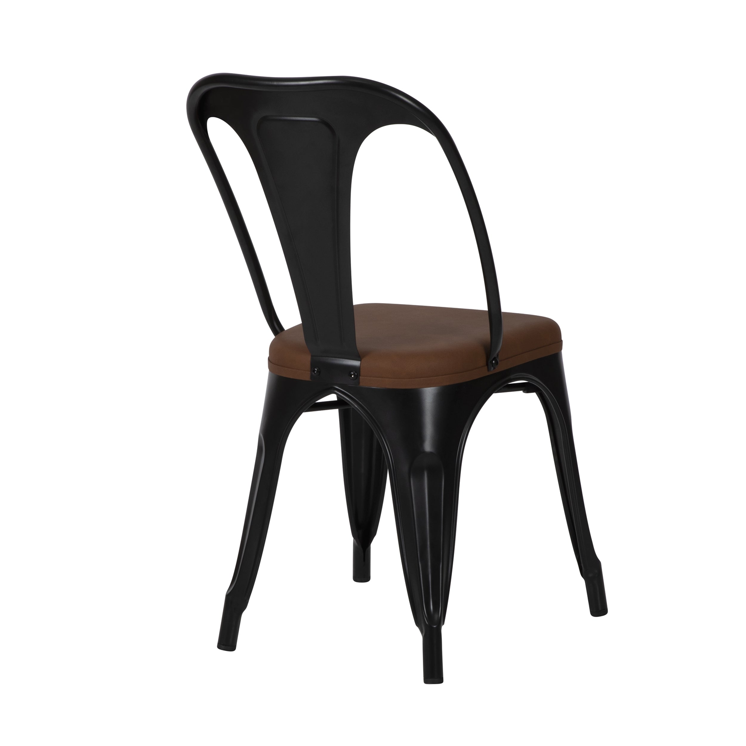 achat chaise industrielle en metal et cuir synthetique marron