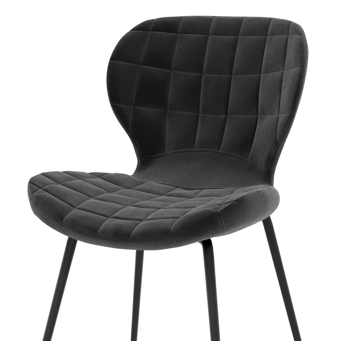 acquisto sedia set di 2 nere design in velluto