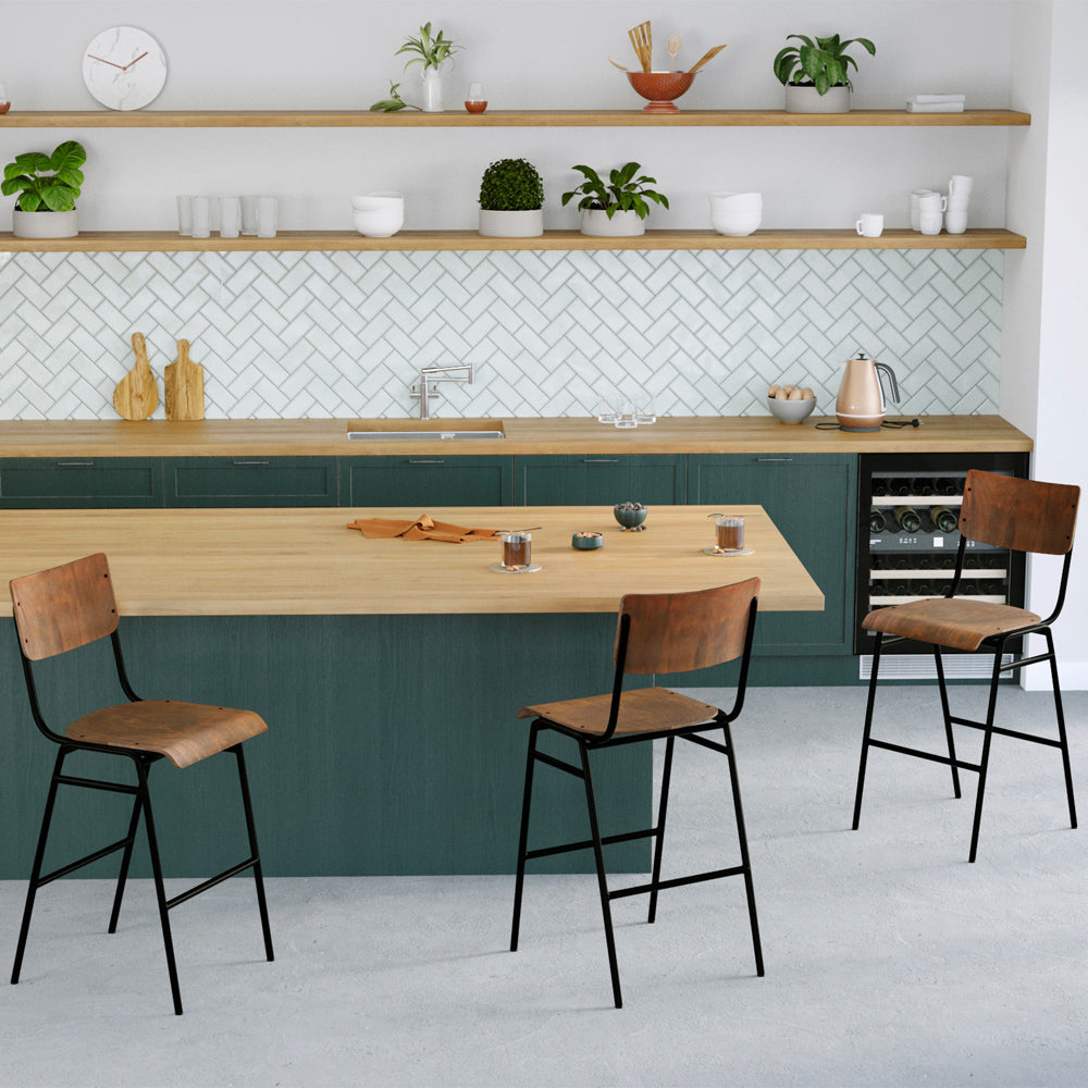 acquisto sedia sgabello bar legno nero vintage