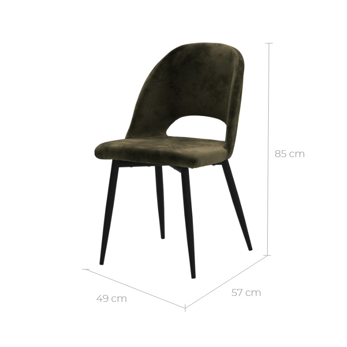 acquisto sedia verde in velluto e metallo