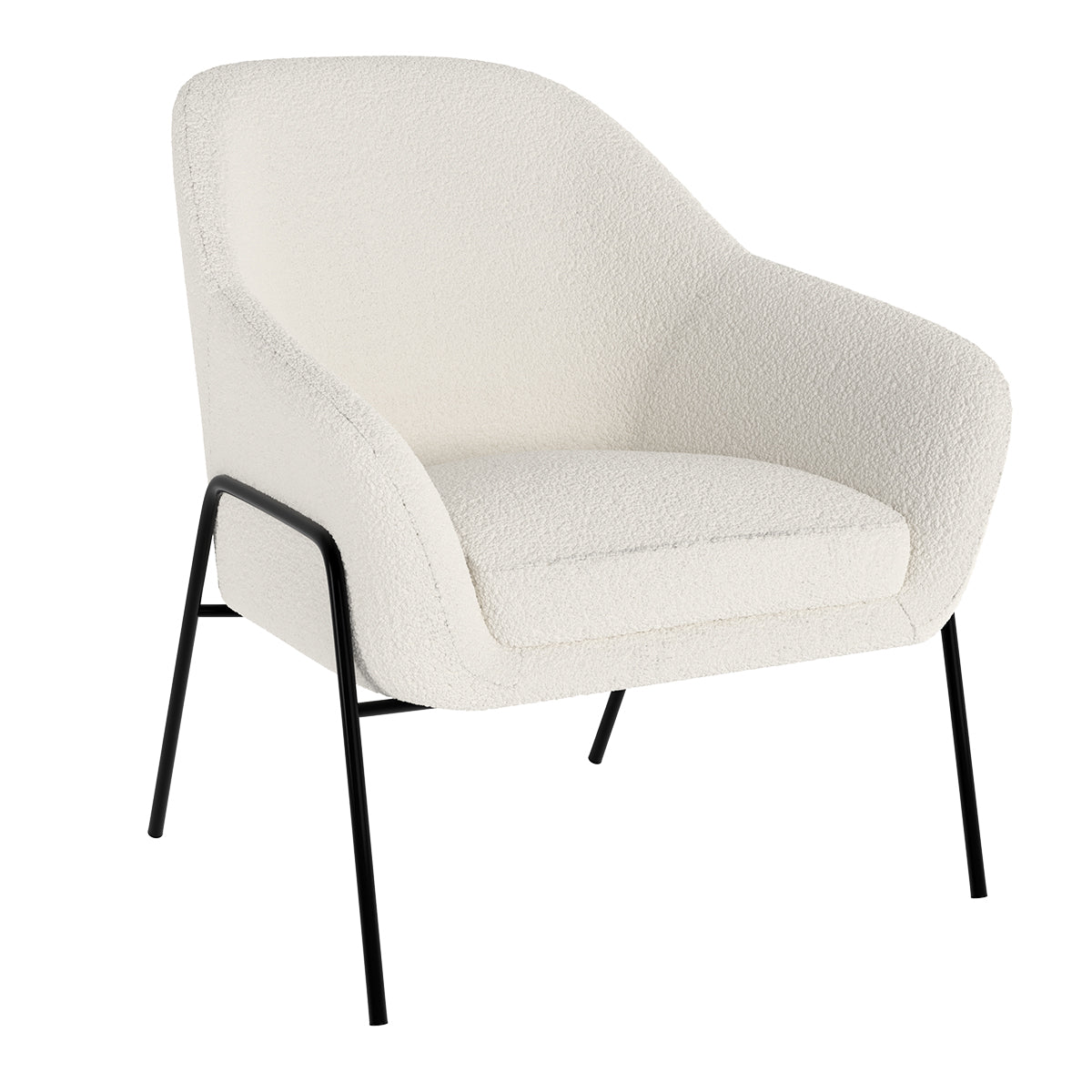 Fauteuil blanc/écru Aubin effet laine bouclette