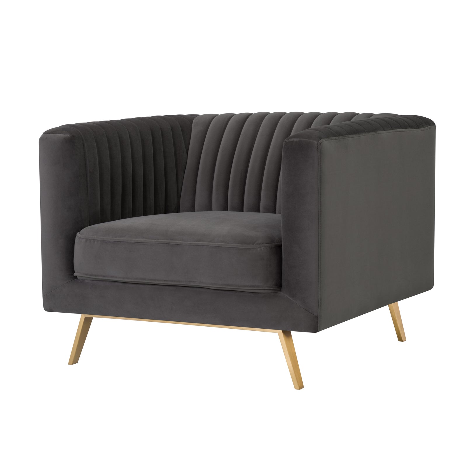 achat fauteuil en velours gris pieds metal dores