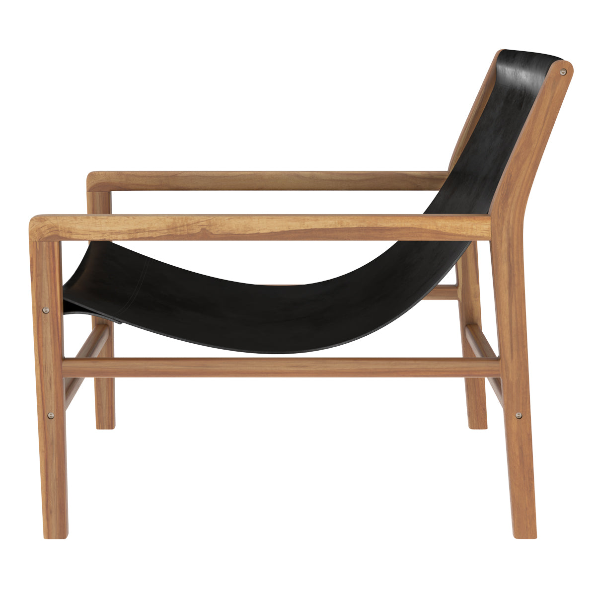 acquisto poltrona lounge in teak e pelle nera apache