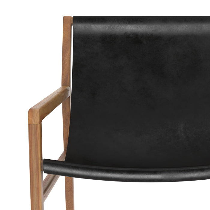acquisto poltrona lounge in teak e pelle nera apache