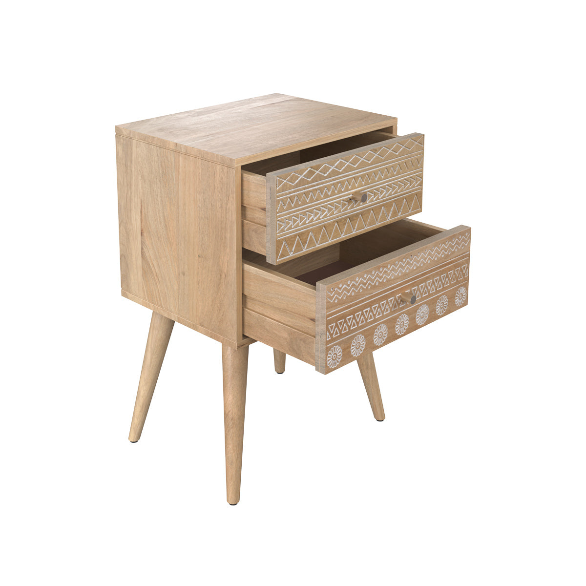 acquisto di un comodino in legno di mango scolpito