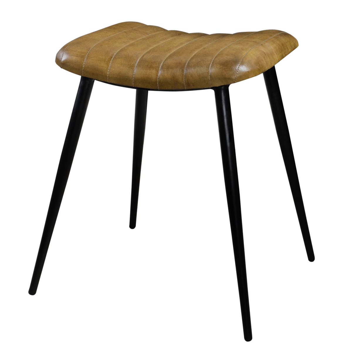 achat tabouret en cuir matelasse et pieds metal bidar