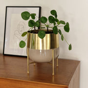 acquistare vaso decorativo in metallo dorato e brillante in stile art deco