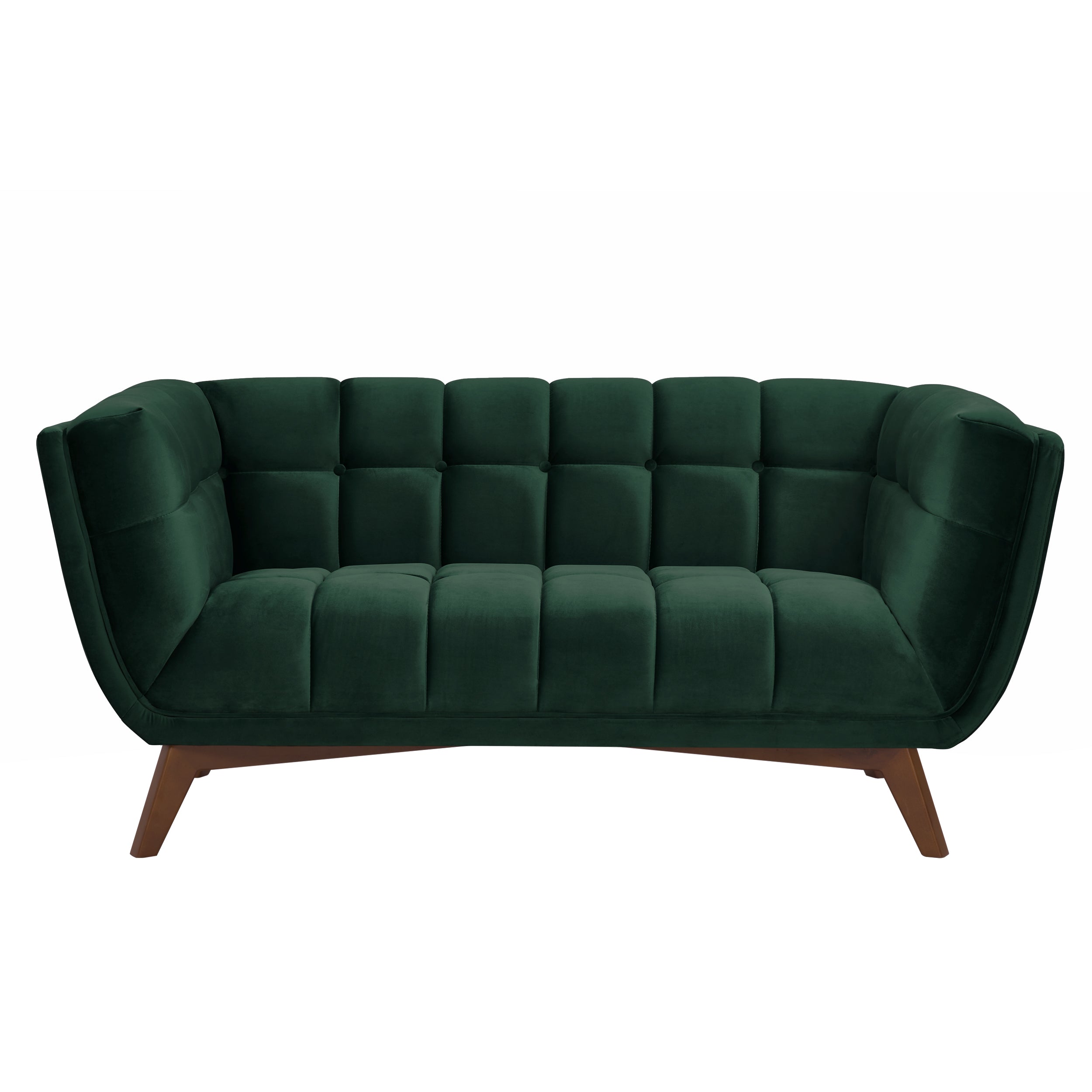 acheter canape 2 places vert fonce pieds bois
