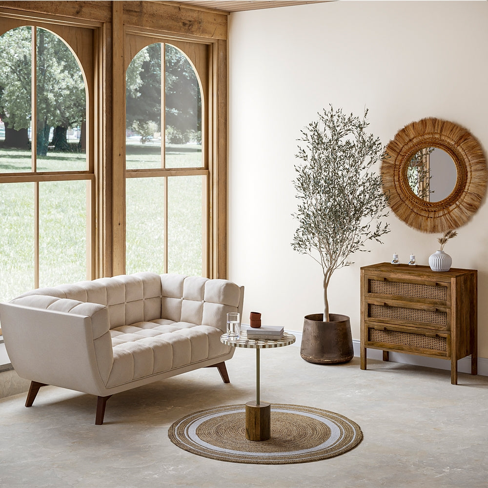 comprare divano beige design in velluto trapuntato
