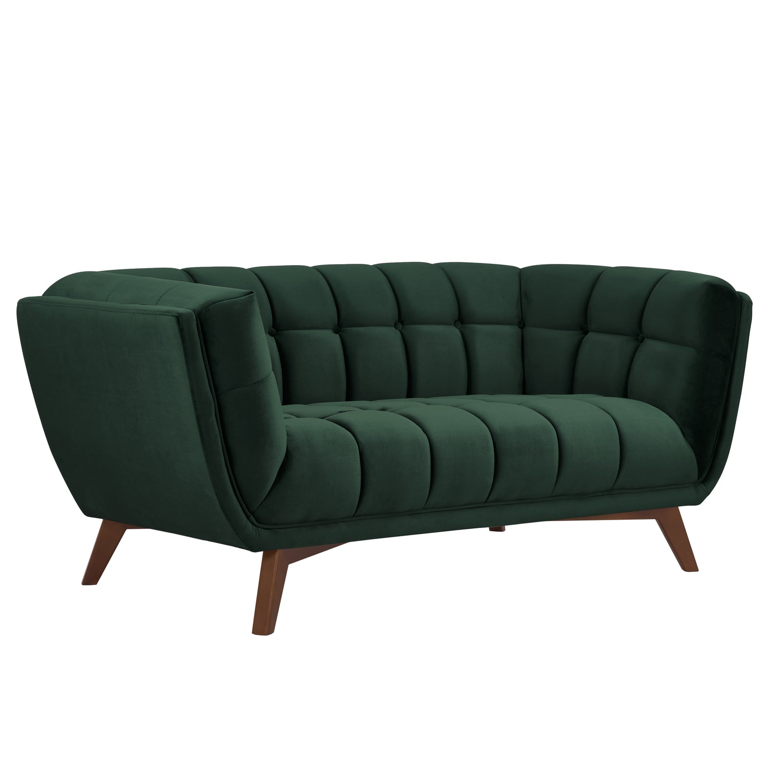 acquistare divano design verde scuro con piedi in legno