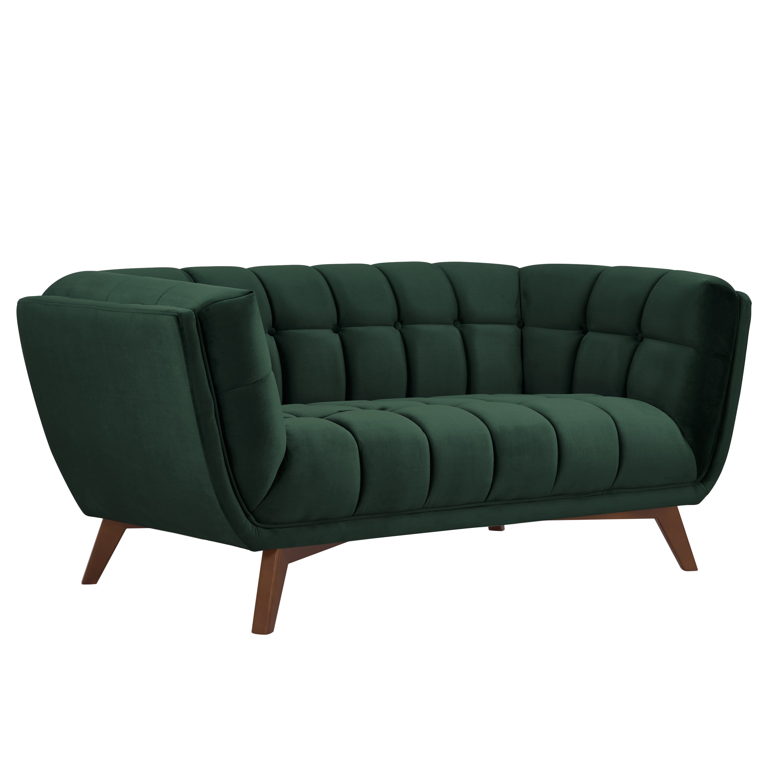 acquistare divano design verde scuro con piedi in legno