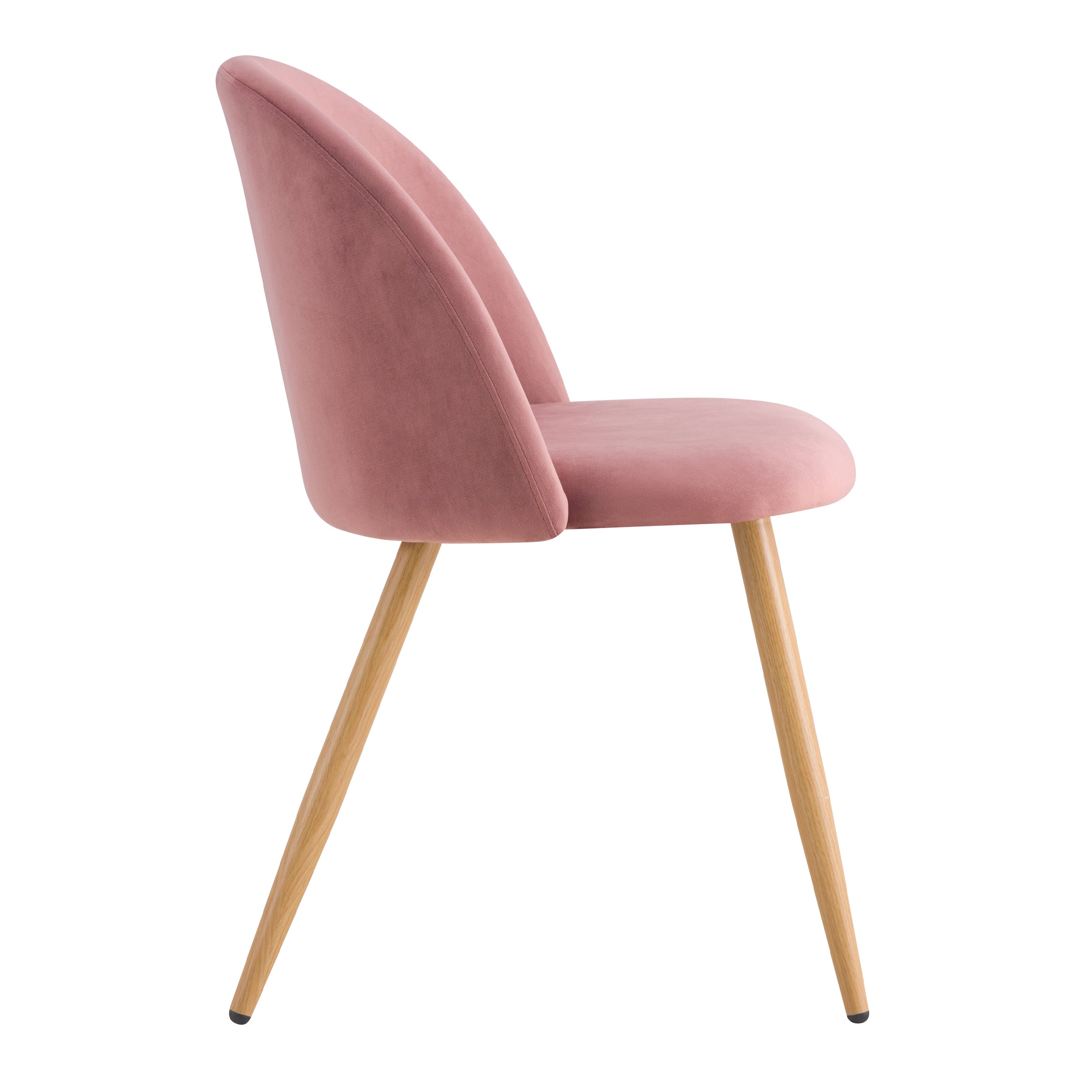 comprare sedia in velluto rosa con gambe metalliche effetto legno