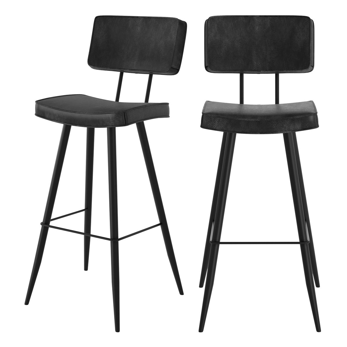 acheter chaise bar grise et noire lot de 2