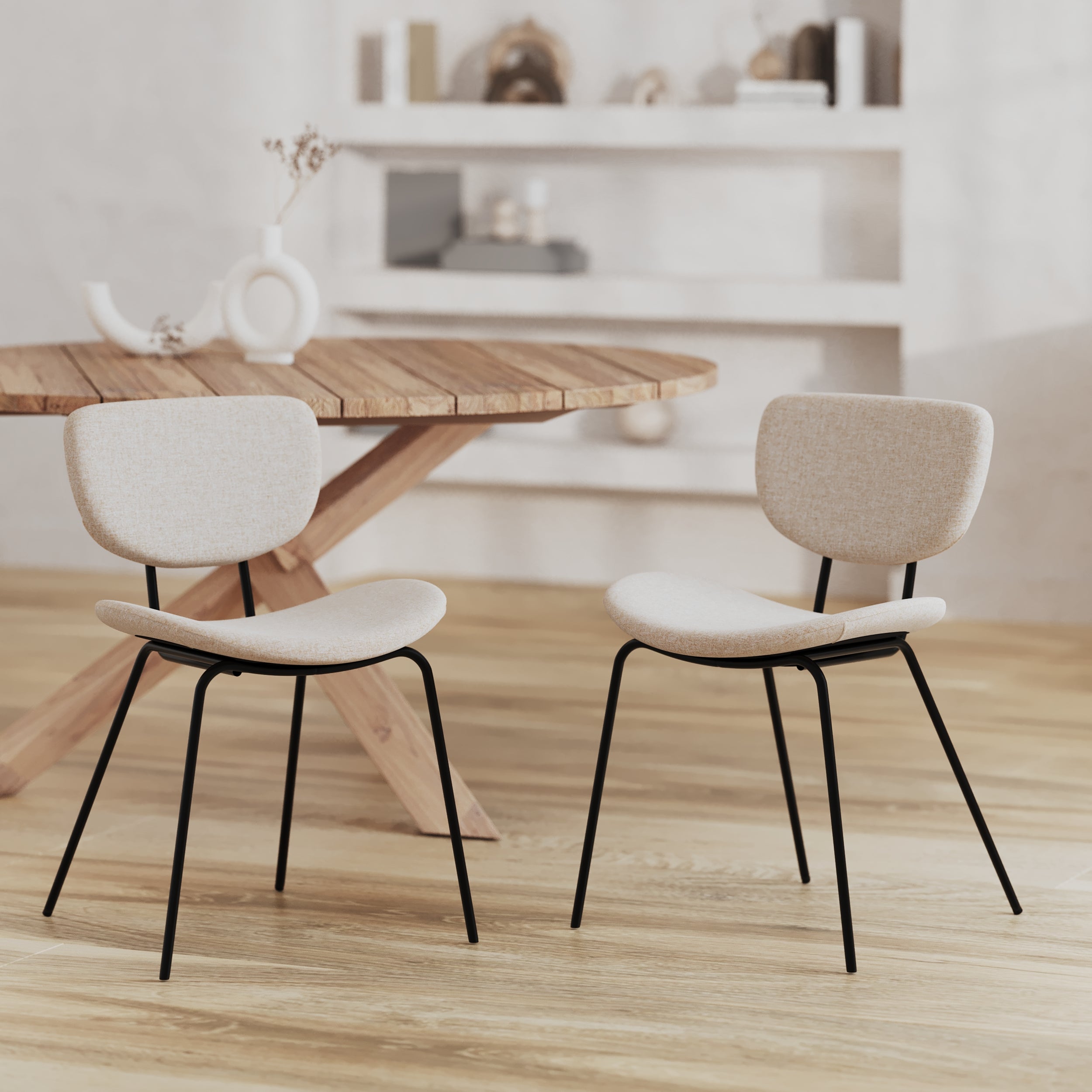 acheter chaise beige lot de 2 verner