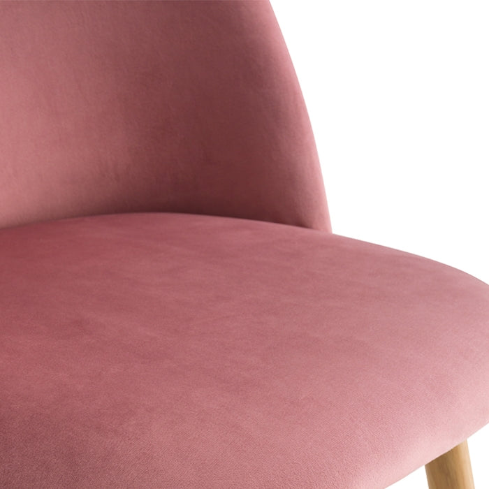 acquistare sedia comfort in velluto rosa con piedi in metallo
