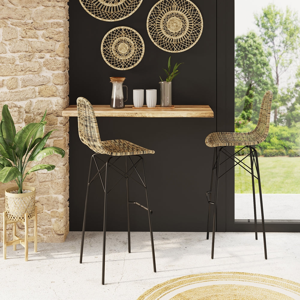 acquistare sedia da bar in resina naturale set di 2