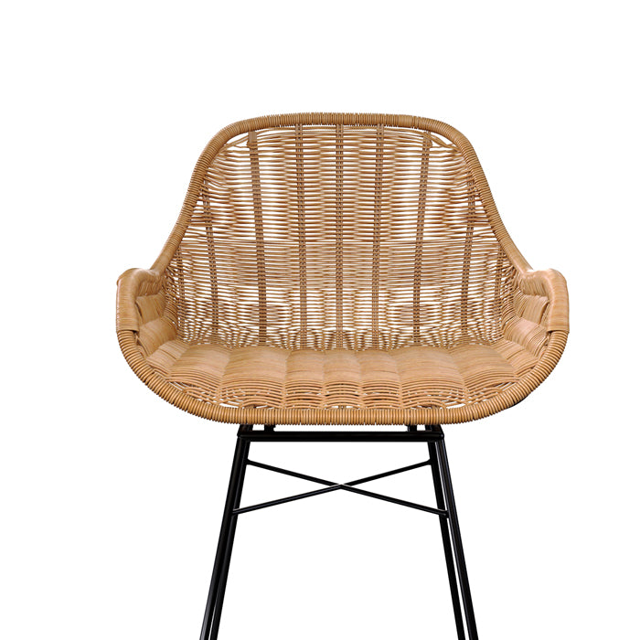 acheter chaise de bar en resine tressee naturelle et pieds metal noir 65 cm