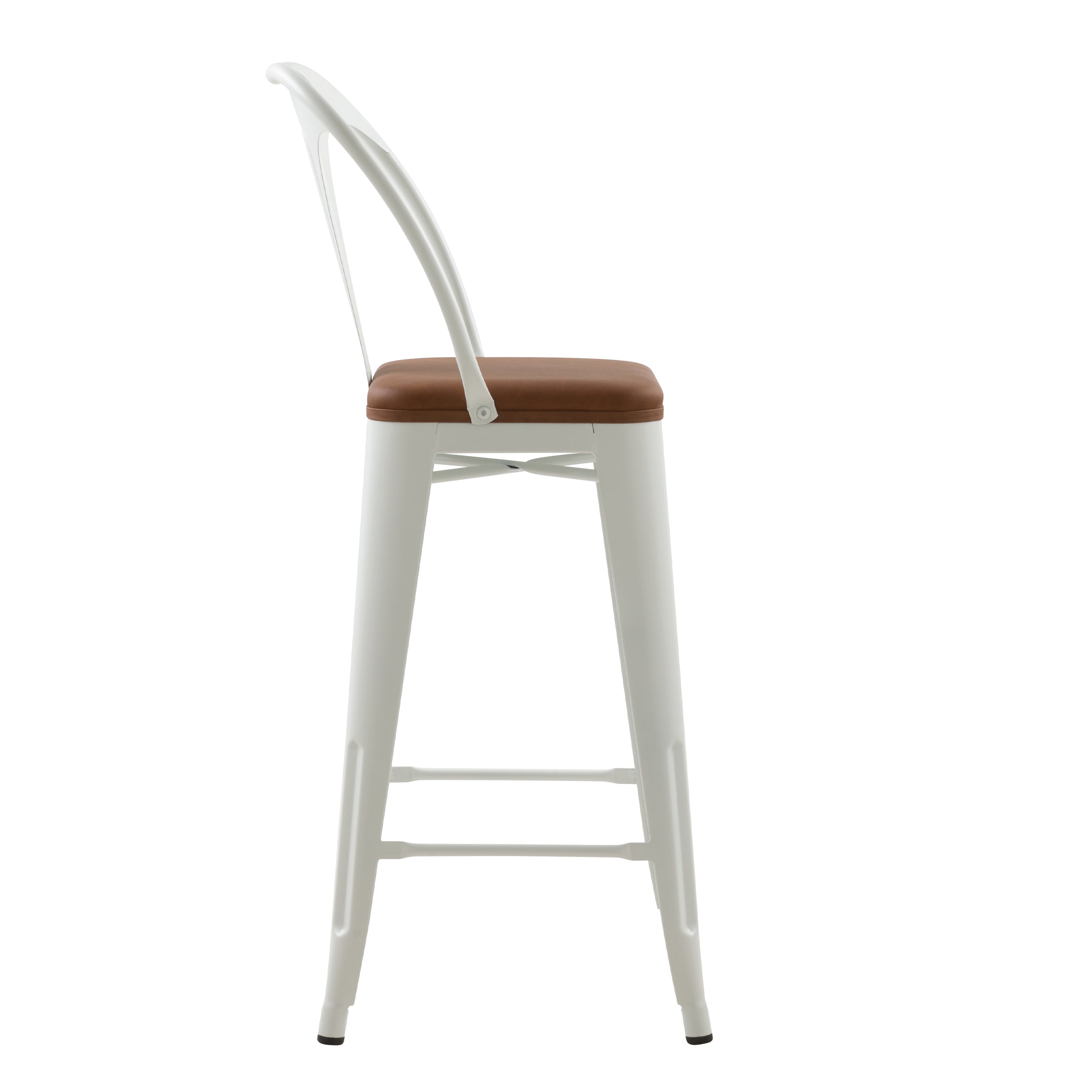 Charly - 2er Set mittelhohe Barstühle weiß und braun 68 cm