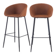 acheter chaise de bar marron simili cuir lot de 2
