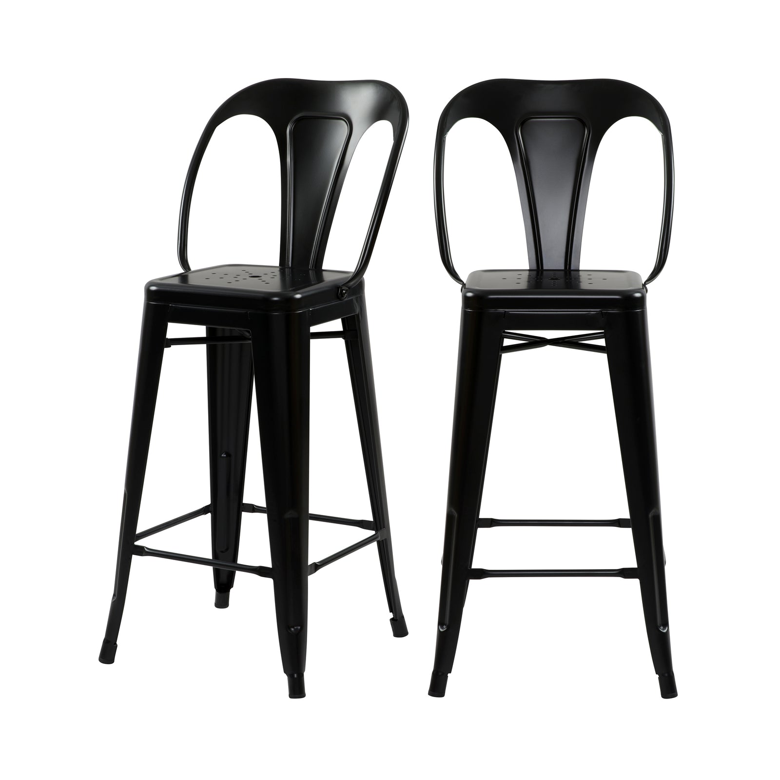 acheter chaise de bar noire indus en metal lot de 2