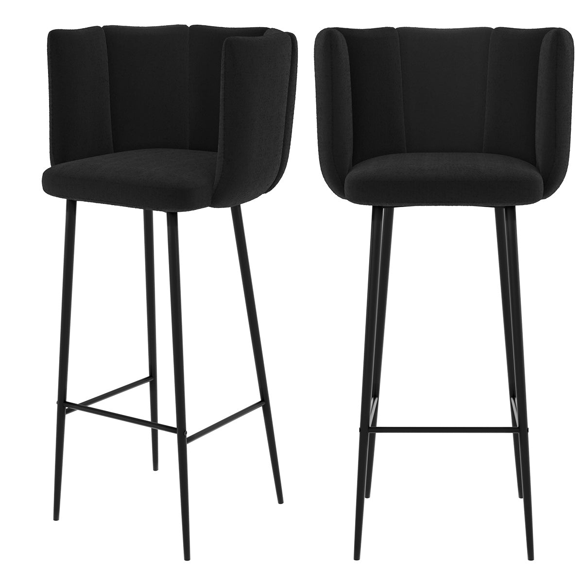 acheter chaise de bar noire velours et metal rosy