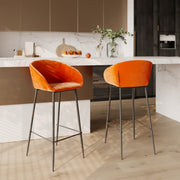 acquistare sedia da bar arancione velluto cucina moderna