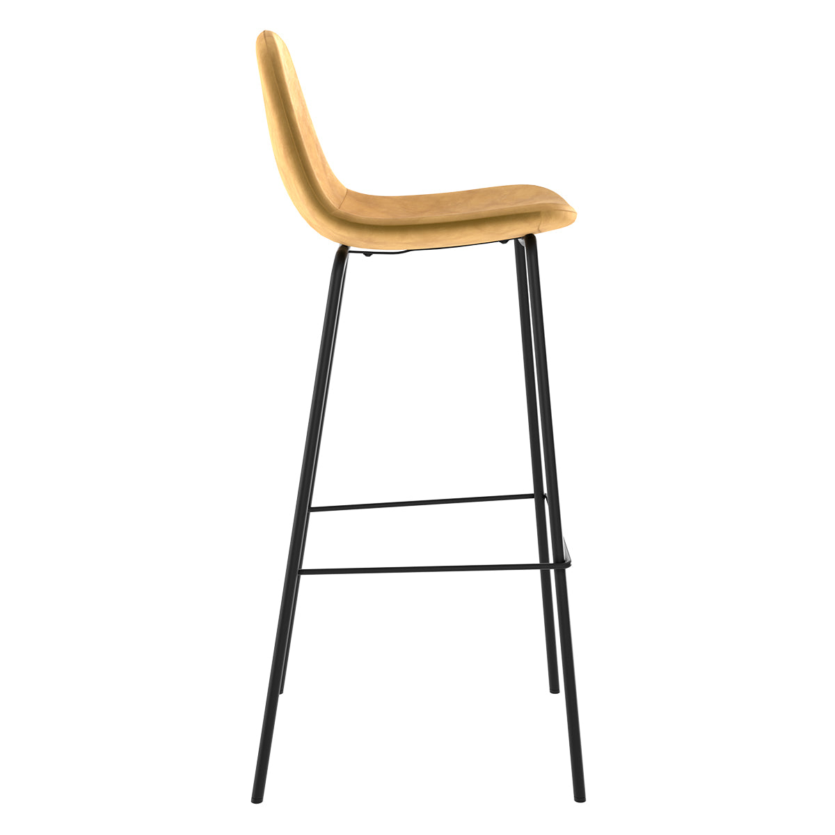 acheter chaise de bar velours jaune et pieds metal noir lot de deux