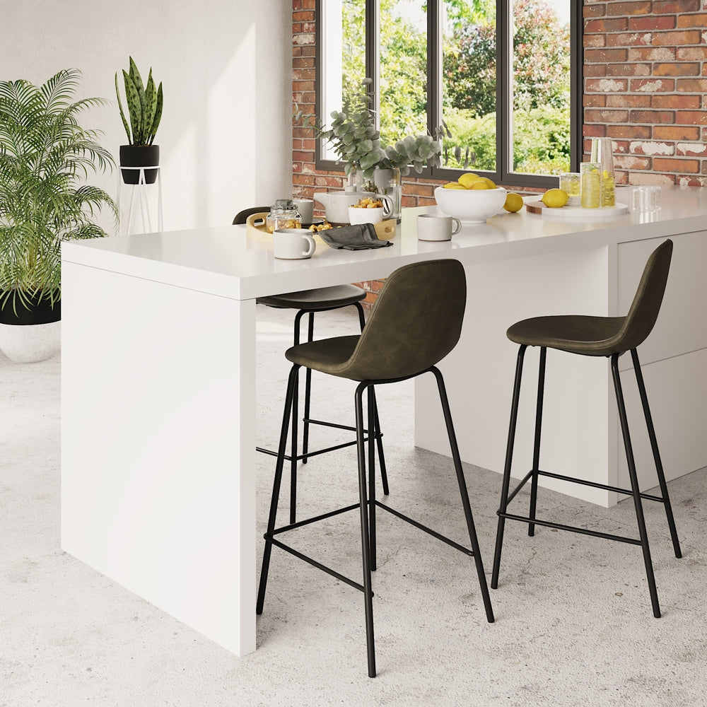 acheter chaise de bar vert kaki cuir simili