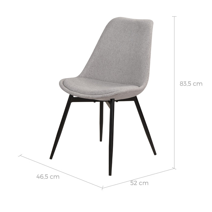 acquistare sedia grigio chiaro con gambe nere