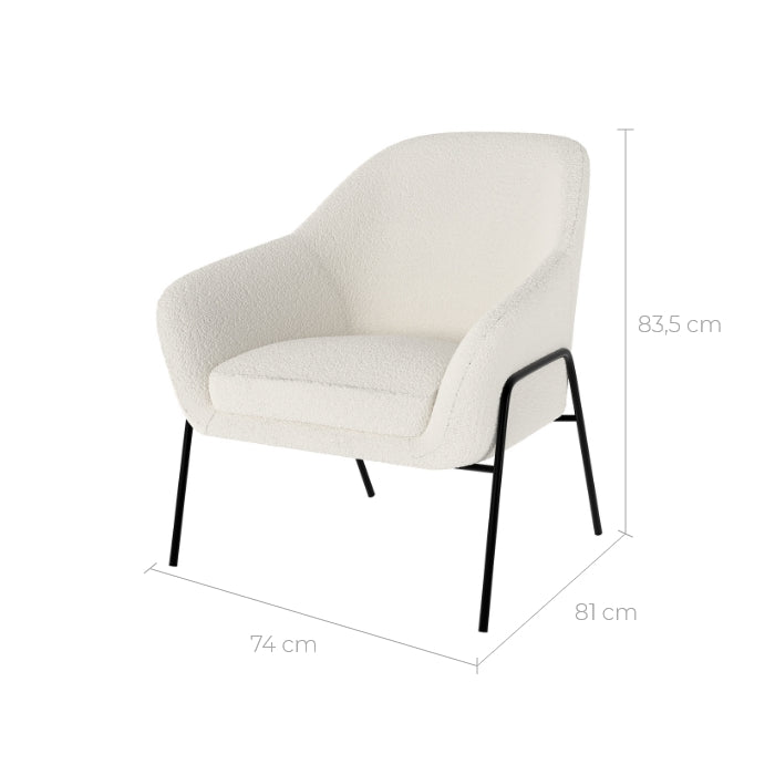 Fauteuil blanc/écru Aubin effet laine bouclette