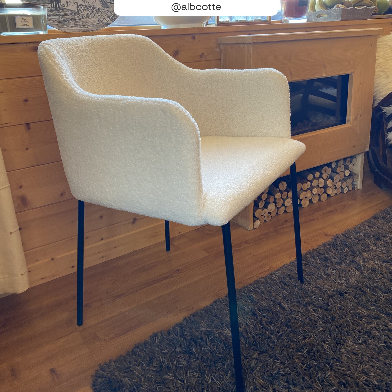 acheter fauteuil blanc bouclette pieds metal