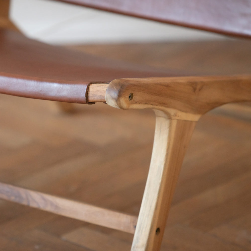 acquistare poltrona comoda in teak pelle liscia