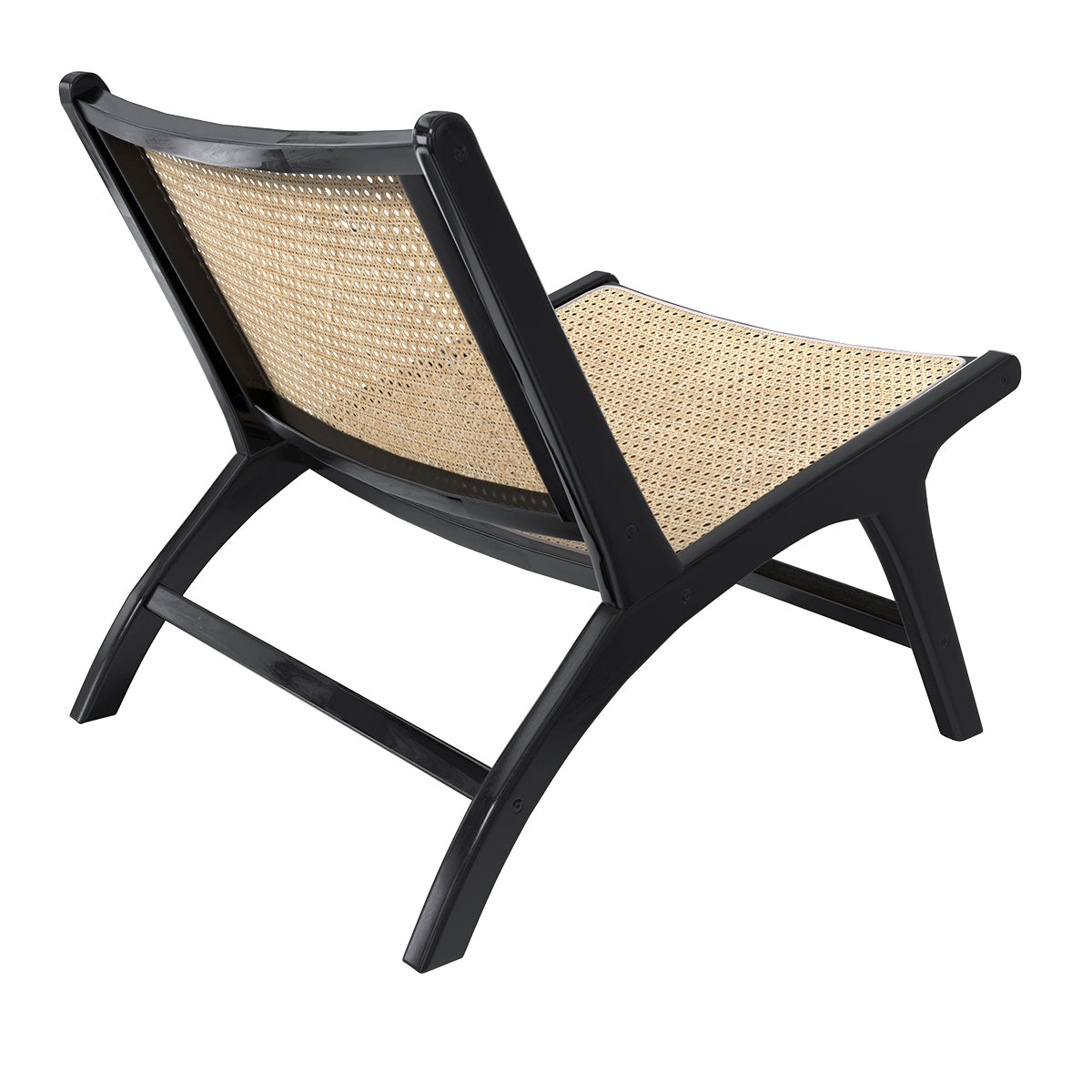 acquistare poltrona kilka in teak nero e rattan naturale