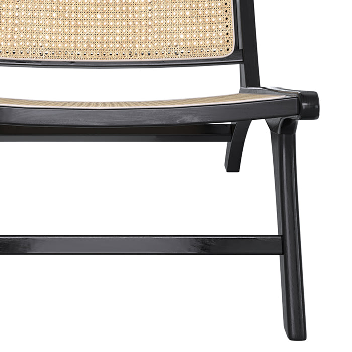 comprare poltrona kilka in teak nero e rattan naturale