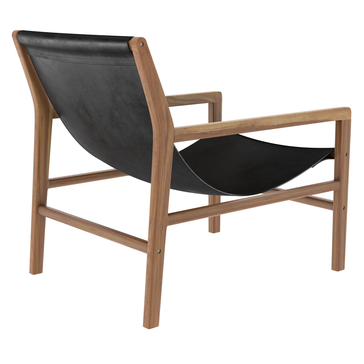acquistare poltrona lounge in teak e pelle nera apache