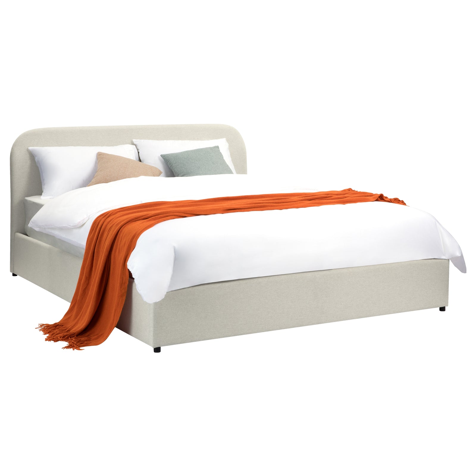 acheter lit coffre beige tissu