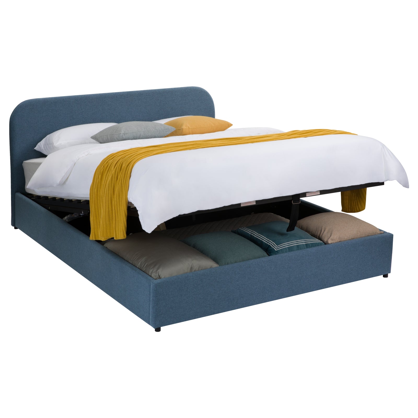 comprare letto contenitore blu aperto