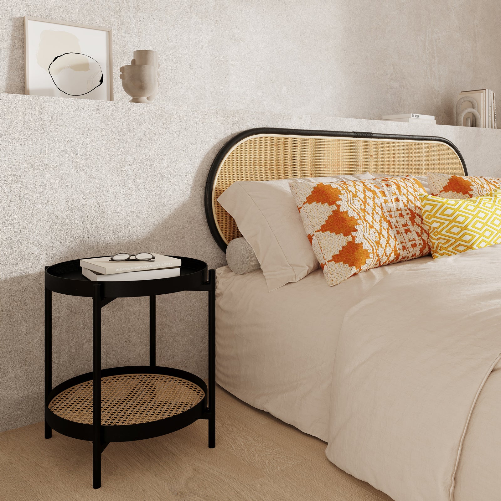 acheter table basse en cannge et bois noir