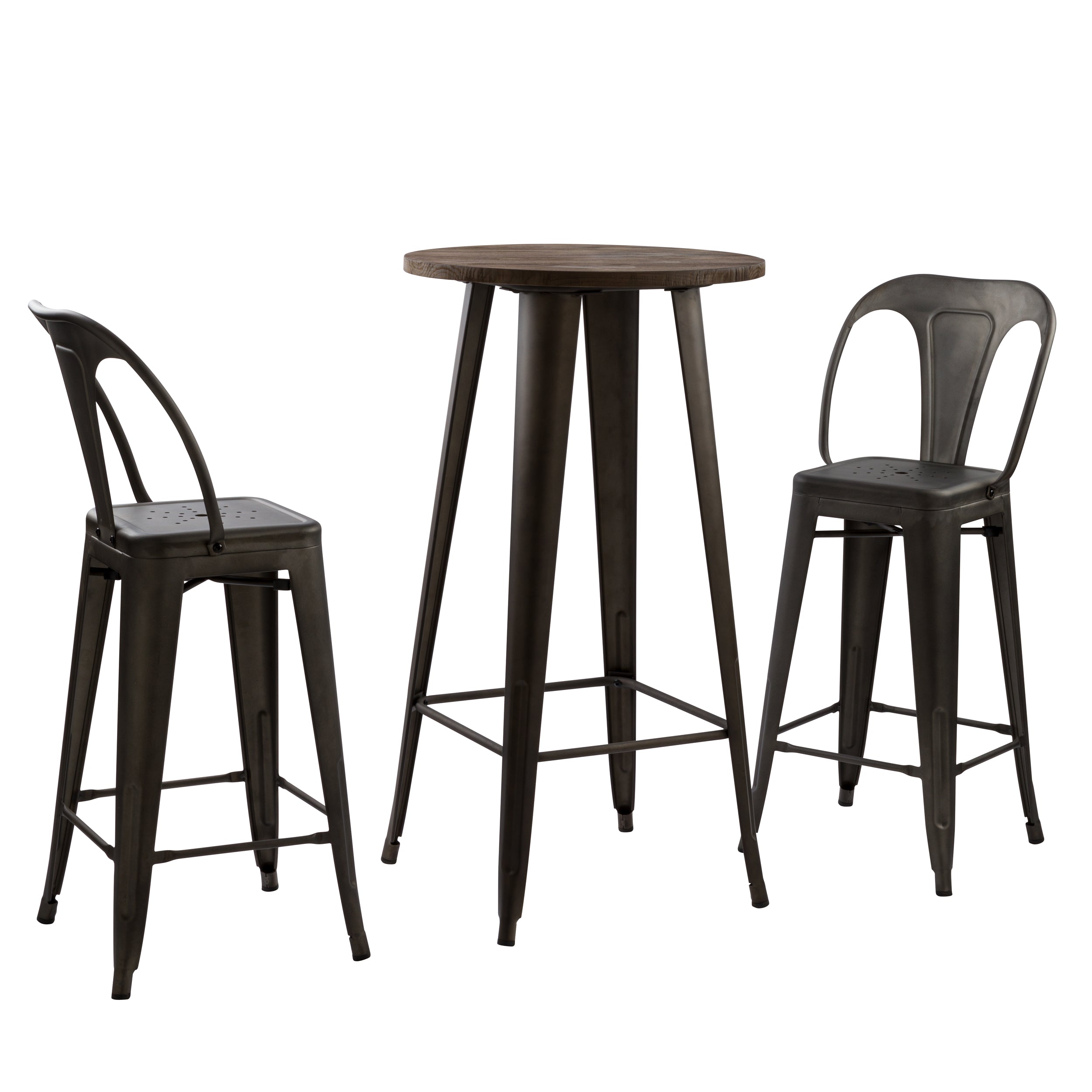 Mesa de bar redonda Chimie Ø60 cm de madera oscura