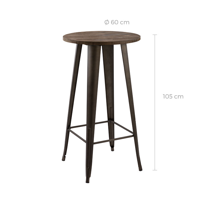 Mesa de bar redonda Chimie Ø60 cm de madera oscura